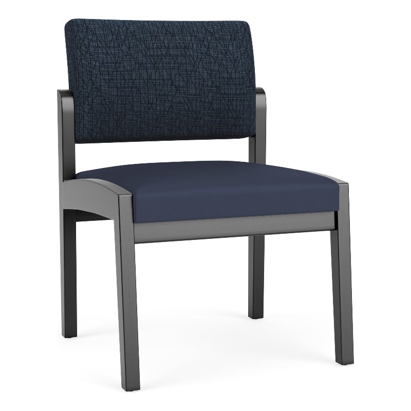 Lenox Wood Reception Waiting Armless Guest Chair / Black Wood / Blue / Blue