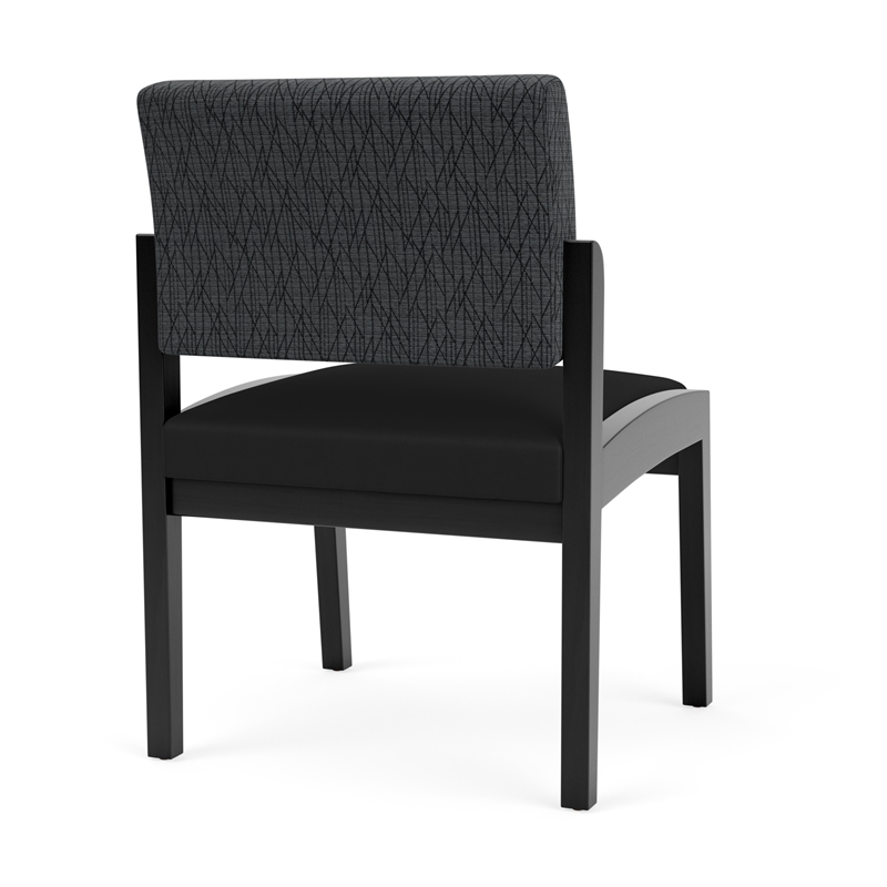 Lenox Wood Reception Armless Guest Chair / Black Wood / Dark Gray / Black
