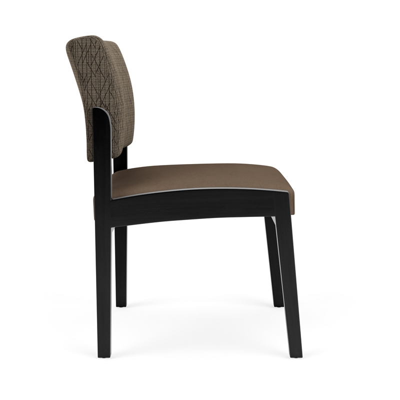 Lenox Wood Reception Waiting Armless Guest Chair / Black Wood / Brown / Brown
