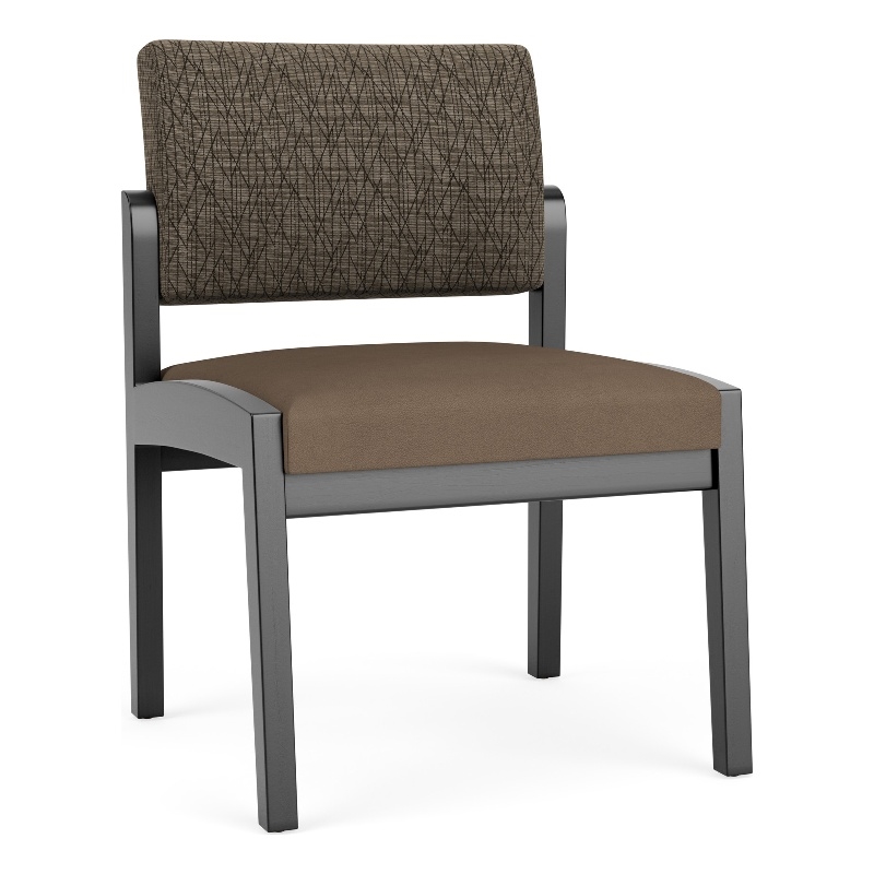Lenox Wood Reception Waiting Armless Guest Chair / Black Wood / Brown / Brown