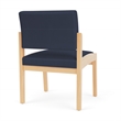 Lenox Wood Reception Waiting Armless Guest Chair / Natural Wood / Blue