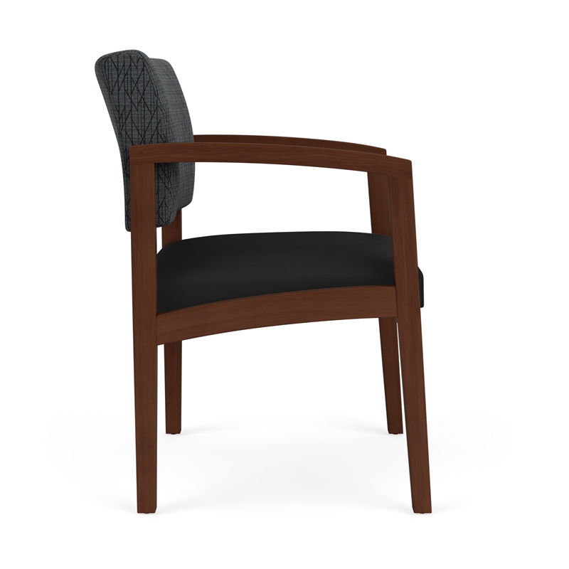 Lenox Wood Reception Oversize Guest Chair / Walnut Wood / Dark Gray / Black