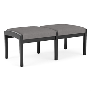 Lenox Wood Reception Waiting 18&quot 2-Seat Bench / Black Wood / Light Gray