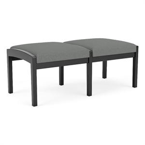 Lenox Wood Reception Waiting 18&quot 2-Seat Bench / Black Wood / Light Gray
