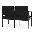 Lenox Wood Reception Waiting 2-Seat Tandem Seating / Black Wood / Black