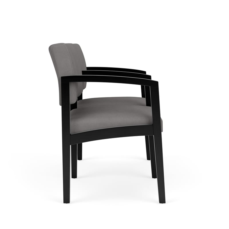 Lenox Wood Reception Waiting 2-Seat Tandem Seating / Black Wood / Light Gray