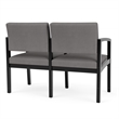 Lenox Wood Reception Waiting 2-Seat Tandem Seating / Black Wood / Light Gray