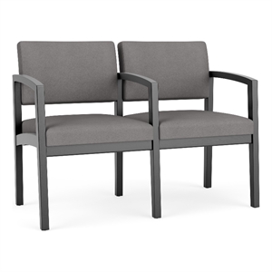 Lenox Wood Reception Waiting 2-Seat Tandem Seating / Black Wood / Light Gray