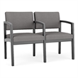 Lenox Wood Reception Waiting 2-Seat Tandem Seating / Black Wood / Light Gray
