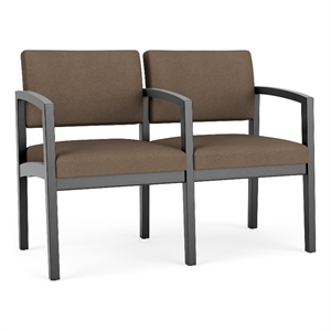 Lenox Wood Reception Waiting 2-Seat Tandem Seating / Black Wood / Brown