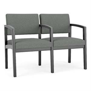 Lenox Wood Reception Waiting 2-Seat Tandem Seating / Black Wood / Light Gray