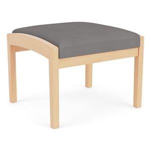Lenox Wood Reception Waiting 18&quot 1-Seat Bench / Natural Wood / Light Gray
