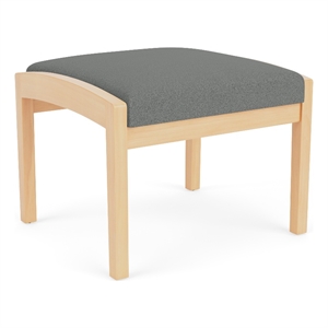 Lenox Wood Reception Waiting 18&quot 1-Seat Bench / Natural Wood / Light Gray