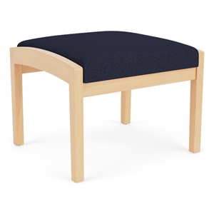 Lenox Wood Reception Waiting 18&quot 1-Seat Bench / Natural Wood / Navy Blue