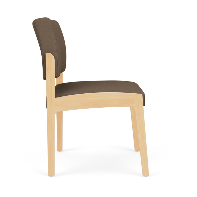 Lenox Wood Reception Waiting Armless Guest Chair / Natural Wood / Brown