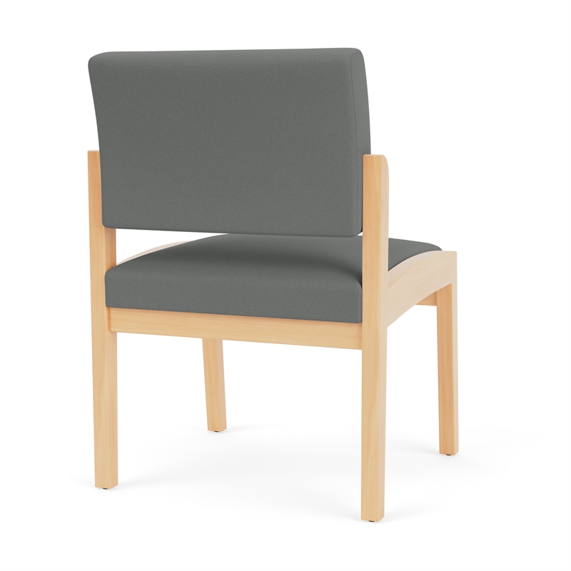 Lenox Wood Reception Waiting Armless Guest Chair / Natural Wood / Light Gray