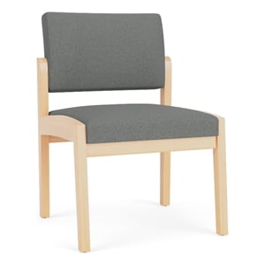 Lenox Wood Reception Waiting Armless Guest Chair / Natural Wood / Light Gray