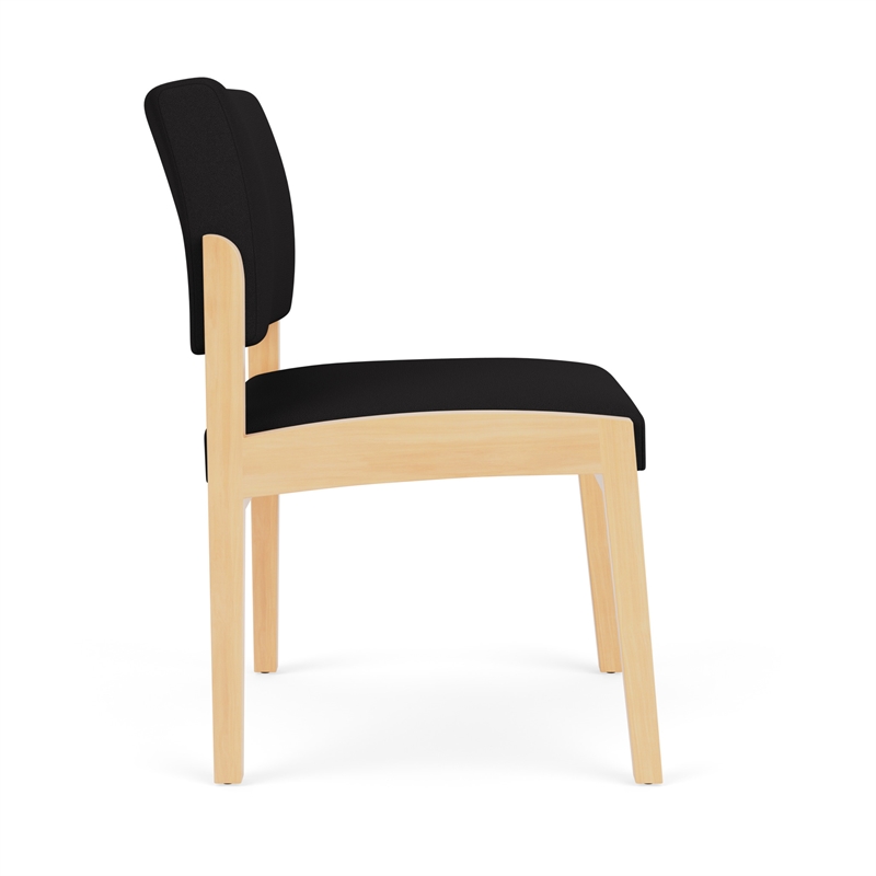 Lenox Wood Reception Waiting Armless Guest Chair / Natural Wood / Black