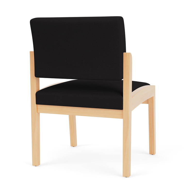 Lenox Wood Reception Waiting Armless Guest Chair / Natural Wood / Black
