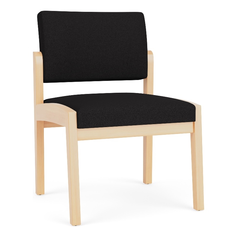 Lenox Wood Reception Waiting Armless Guest Chair / Natural Wood / Black