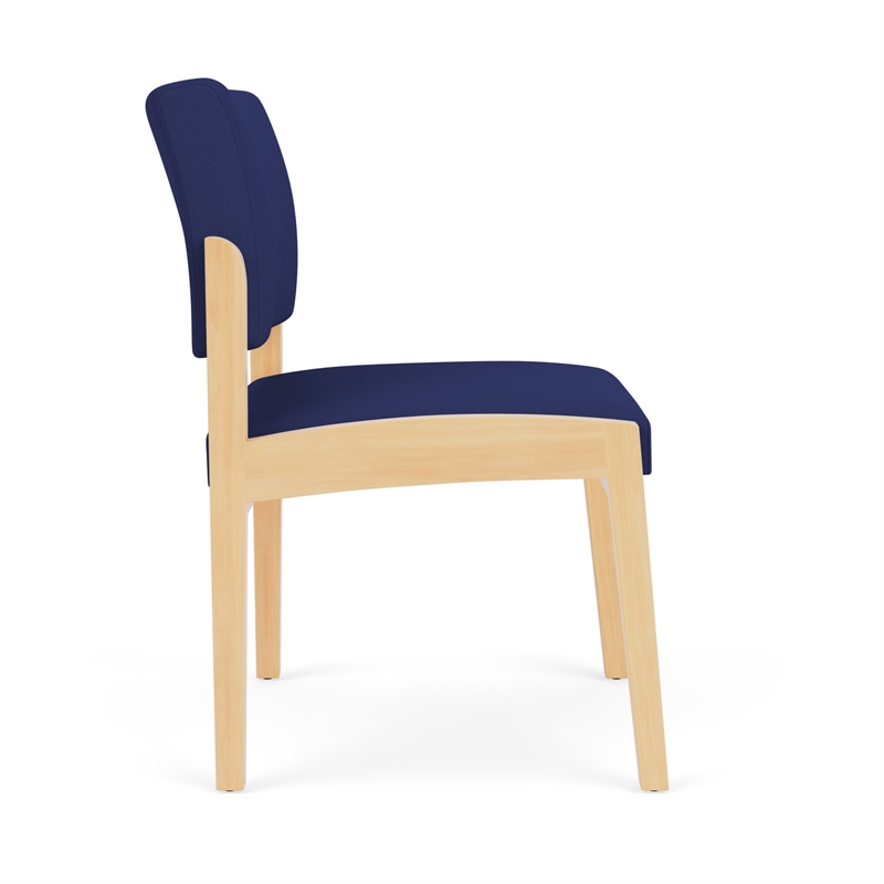 Lenox Wood Reception Waiting Armless Guest Chair / Natural Wood / Blue