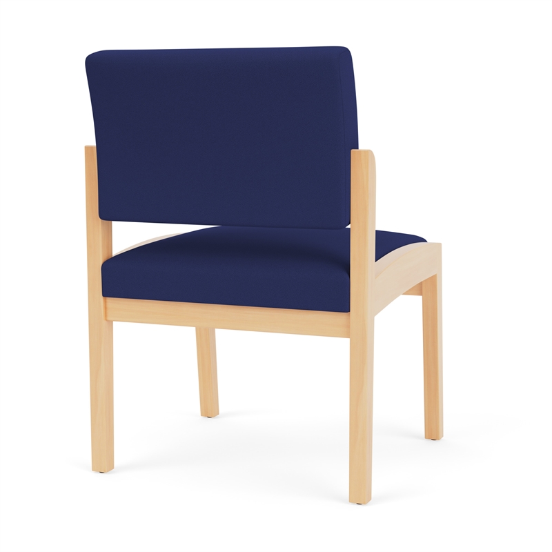 Lenox Wood Reception Waiting Armless Guest Chair / Natural Wood / Blue