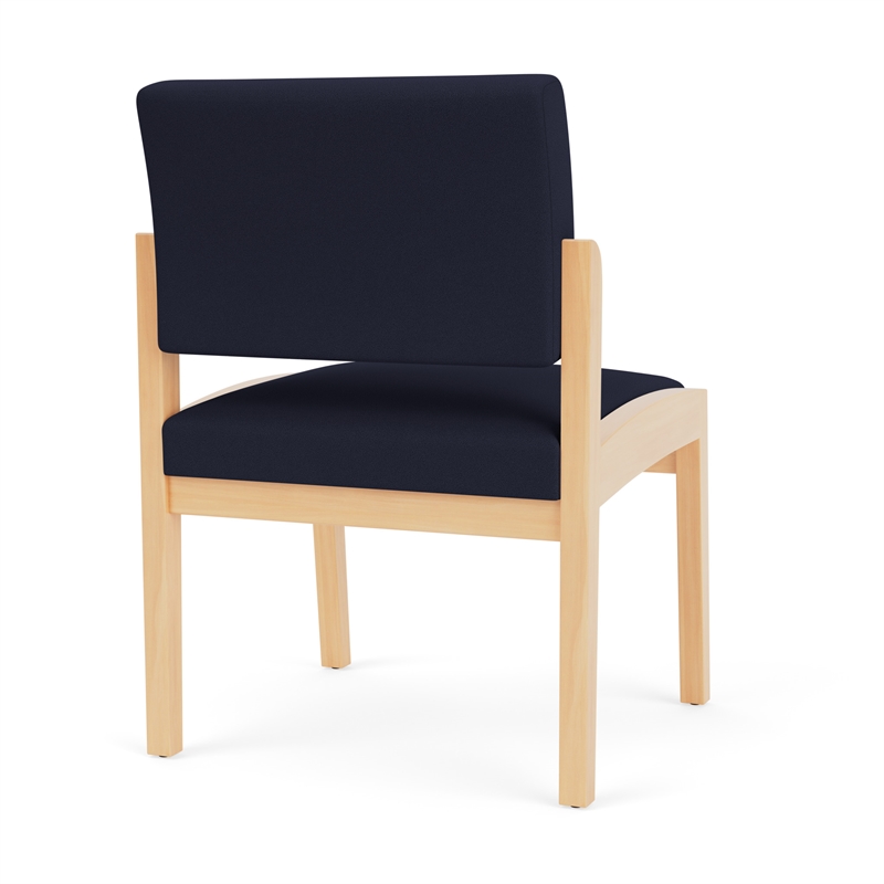 Lenox Wood Reception Waiting Armless Guest Chair / Natural Wood / Navy Blue
