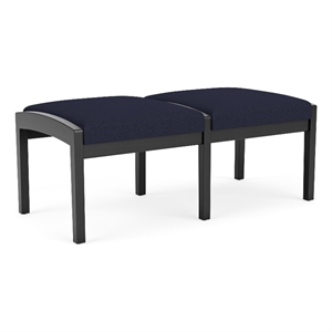 Lenox Wood Reception Waiting 18&quot 2-Seat Bench / Black Wood / Navy Blue