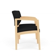 Lenox Wood Reception Waiting 2-Seat Tandem Seating / Natural Wood / Black