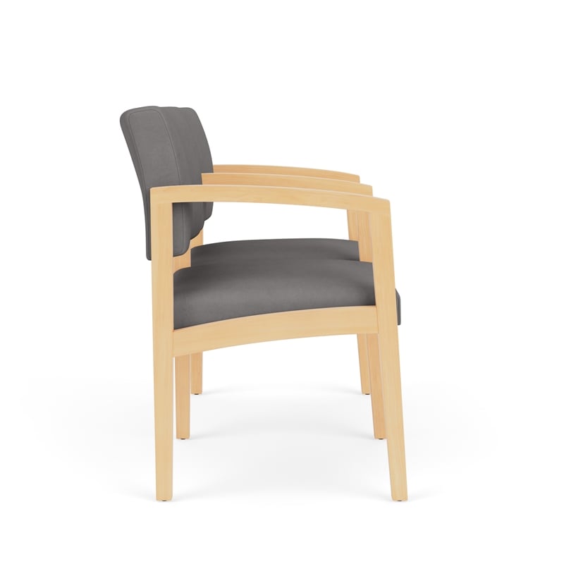 Lenox Wood Reception Waiting 2-Seat Tandem Seating / Natural Wood / Light Gray