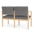 Lenox Wood Reception Waiting 2-Seat Tandem Seating / Natural Wood / Light Gray