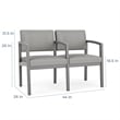 Lenox Wood Reception Waiting 2-Seat Tandem Seating / Natural Wood / Light Gray