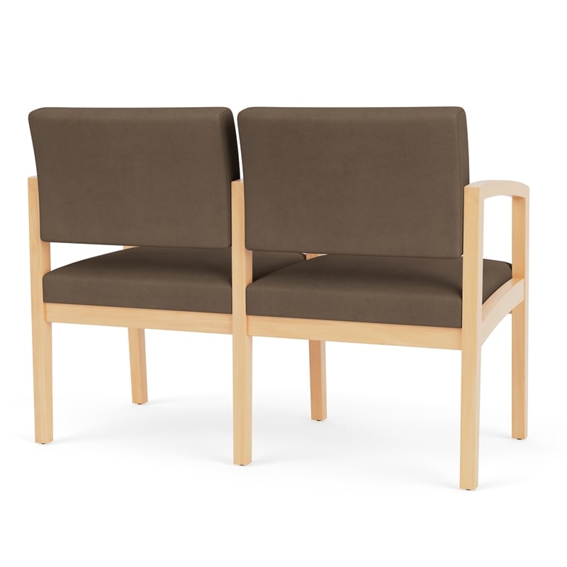 Lenox Wood Reception Waiting 2-Seat Tandem Seating / Natural Wood / Brown