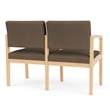 Lenox Wood Reception Waiting 2-Seat Tandem Seating / Natural Wood / Brown