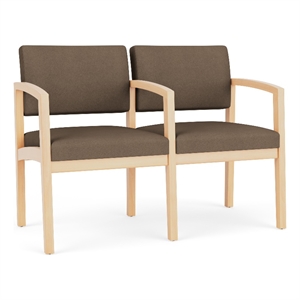 Lenox Wood Reception Waiting 2-Seat Tandem Seating / Natural Wood / Brown
