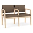 Lenox Wood Reception Waiting 2-Seat Tandem Seating / Natural Wood / Brown