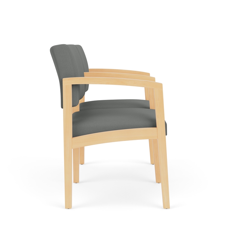 Lenox Wood Reception Waiting 2-Seat Tandem Seating / Natural Wood / Light Gray