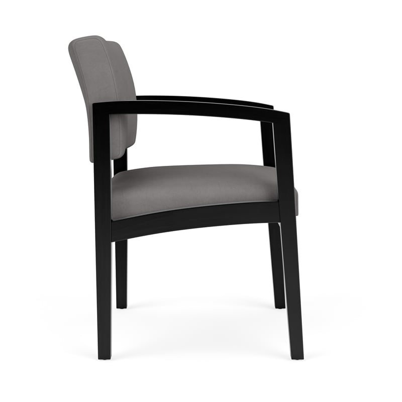 Lenox Wood Reception Waiting Room Guest Chair / Black Wood / Light Gray