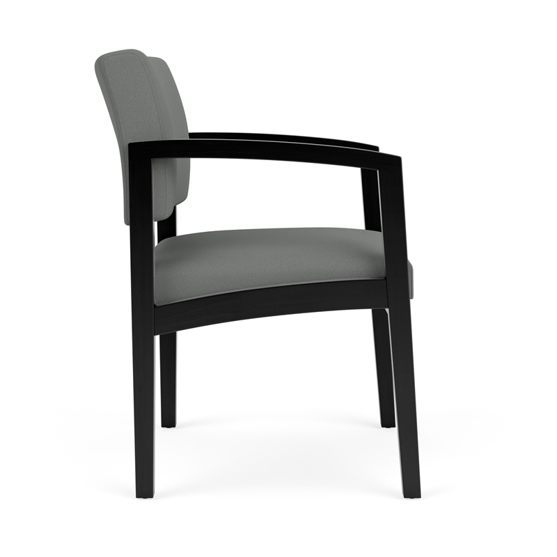 Lenox Wood Reception Waiting Room Guest Chair / Black Wood / Light Gray