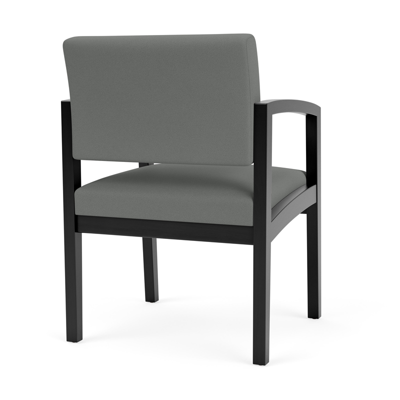 Lenox Wood Reception Waiting Room Guest Chair / Black Wood / Light Gray