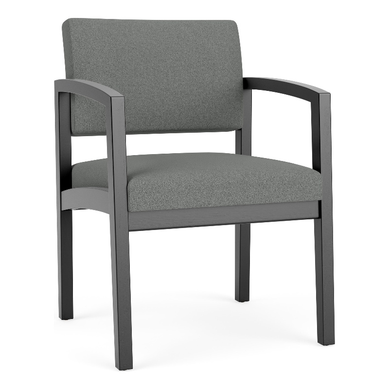 Lenox Wood Reception Waiting Room Guest Chair / Black Wood / Light Gray