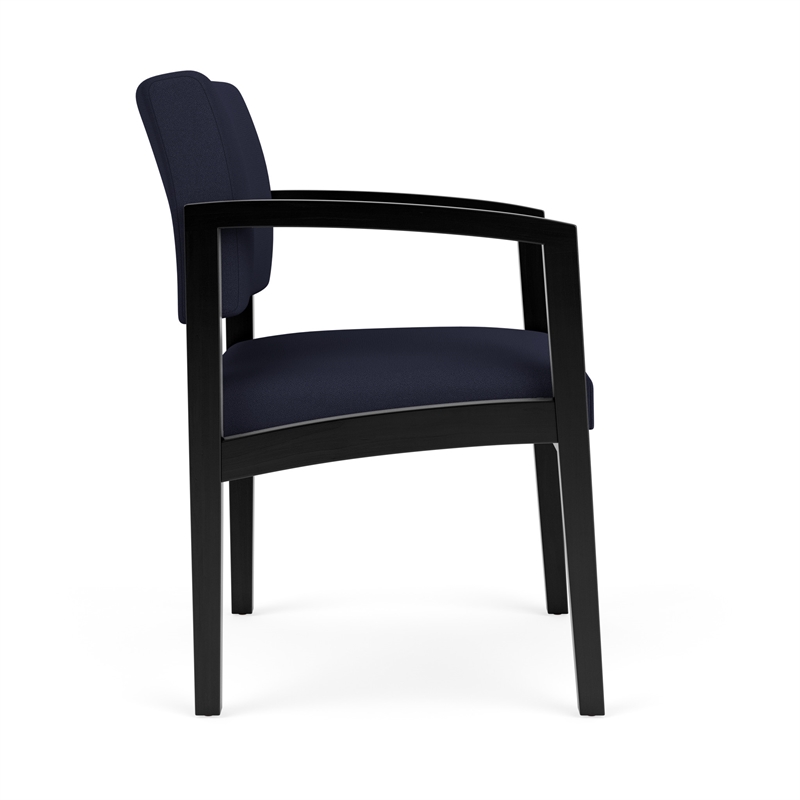 Lenox Wood Reception Waiting Room Guest Chair / Black Wood / Navy Blue