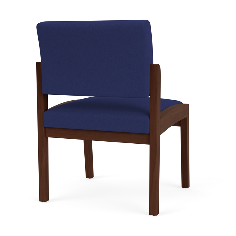 Lenox Wood Reception Waiting Room Armless Guest Chair / Walnut Wood / Blue