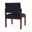 Lenox Wood Reception Waiting Armless Guest Chair / Walnut Wood / Navy Blue