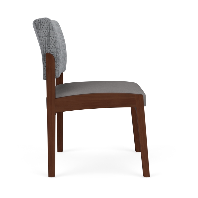 Lenox Wood Reception Waiting Armless Guest Chair / Walnut Wood / Gray / Gray