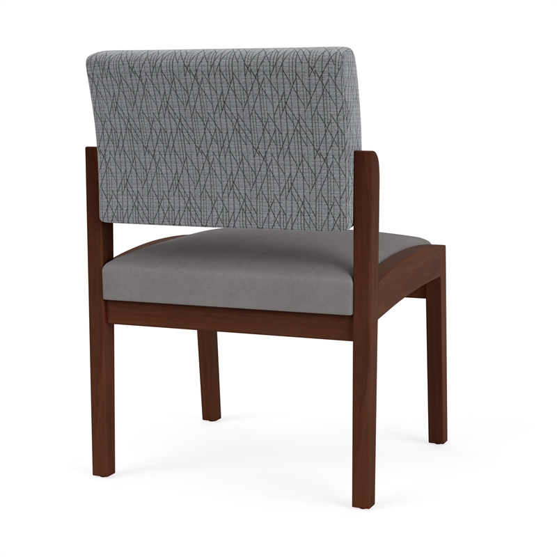 Lenox Wood Reception Waiting Armless Guest Chair / Walnut Wood / Gray / Gray