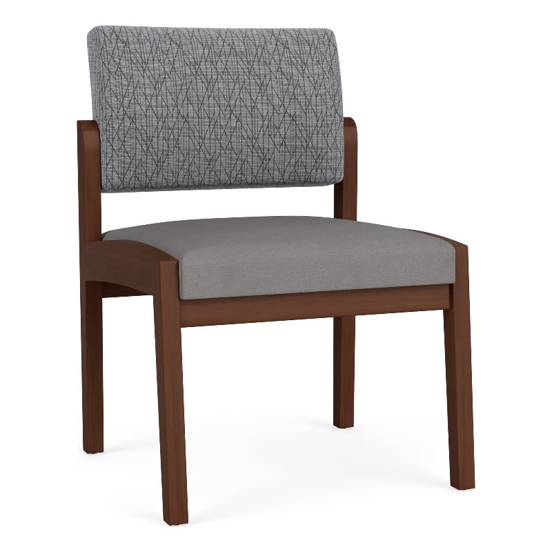 Lenox Wood Reception Waiting Armless Guest Chair / Walnut Wood / Gray / Gray