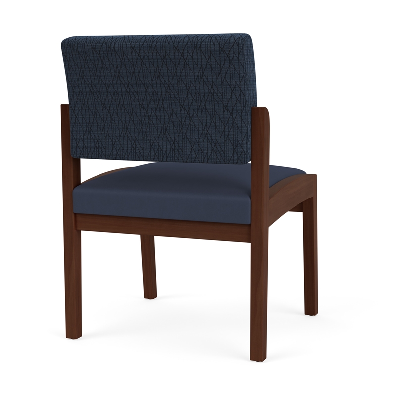 Lenox Wood Reception Waiting Armless Guest Chair / Walnut Wood / Blue / Blue