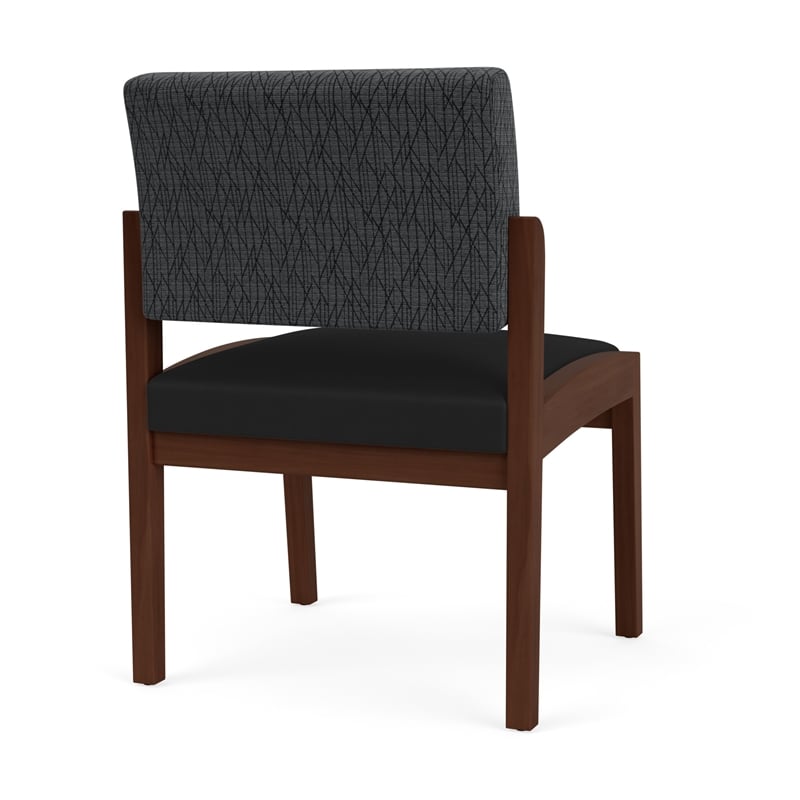 Lenox Wood Reception Armless Guest Chair / Walnut Wood / Dark Gray / Black