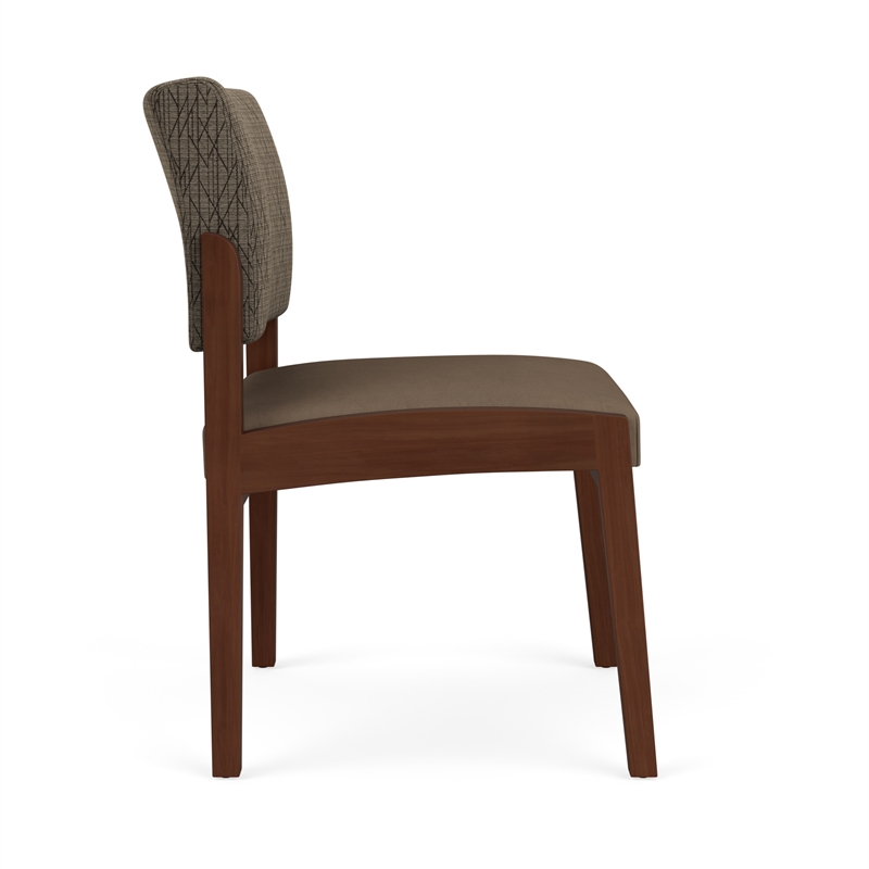 Lenox Wood Reception Waiting Armless Guest Chair / Walnut Wood / Brown / Brown